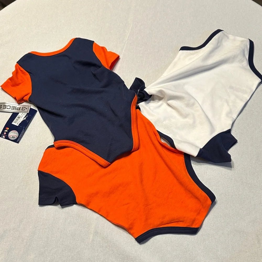 NWT, Detroit Tigers 🐯 Set of 3, Onsies, 12 Month🧡💙
